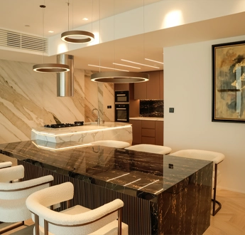 View of dinner area and kitchen side